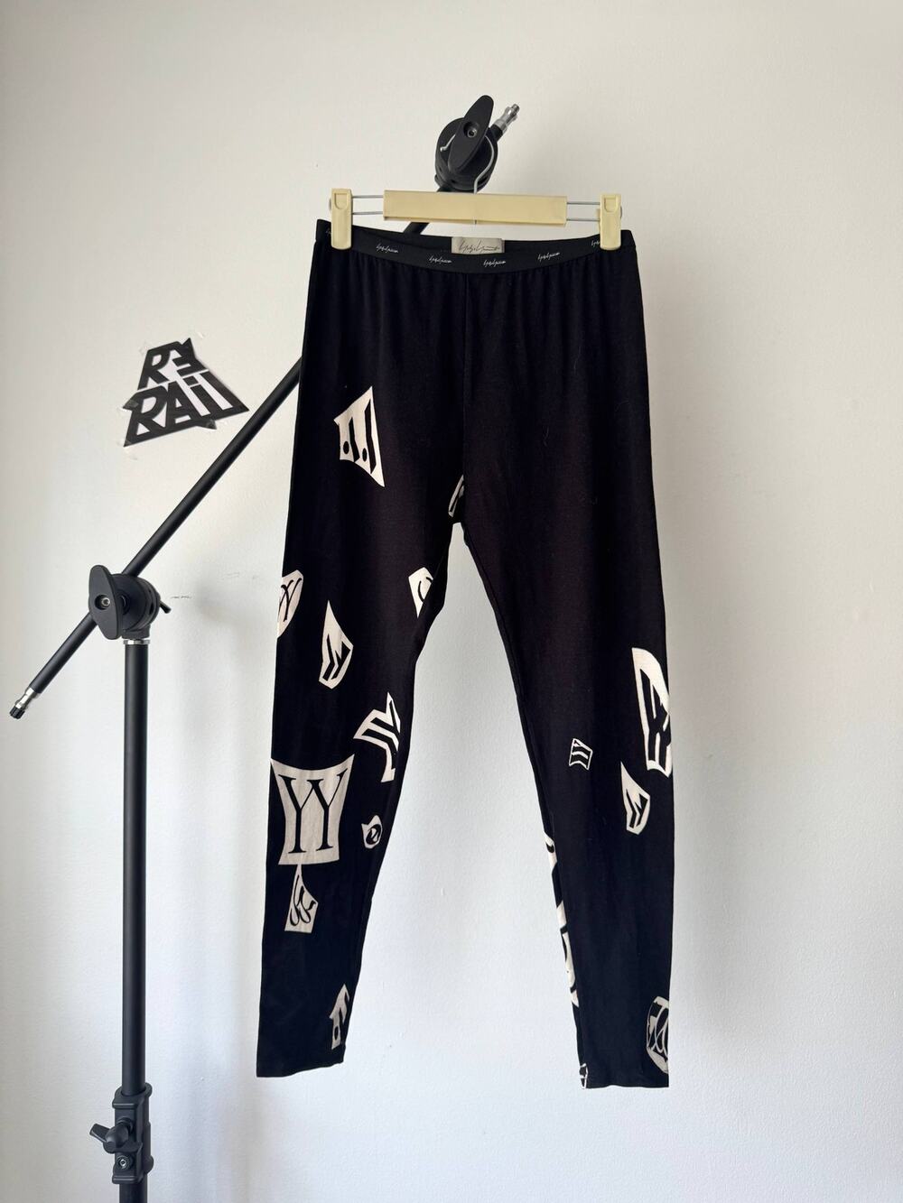 Yohji Yamamoto Old English Print Black Leggings